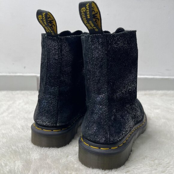 Dr. Martens #1460 Women's Black Pascal Iridescent Crackle Lace Up Boots Size 8 - Picture 4 of 11